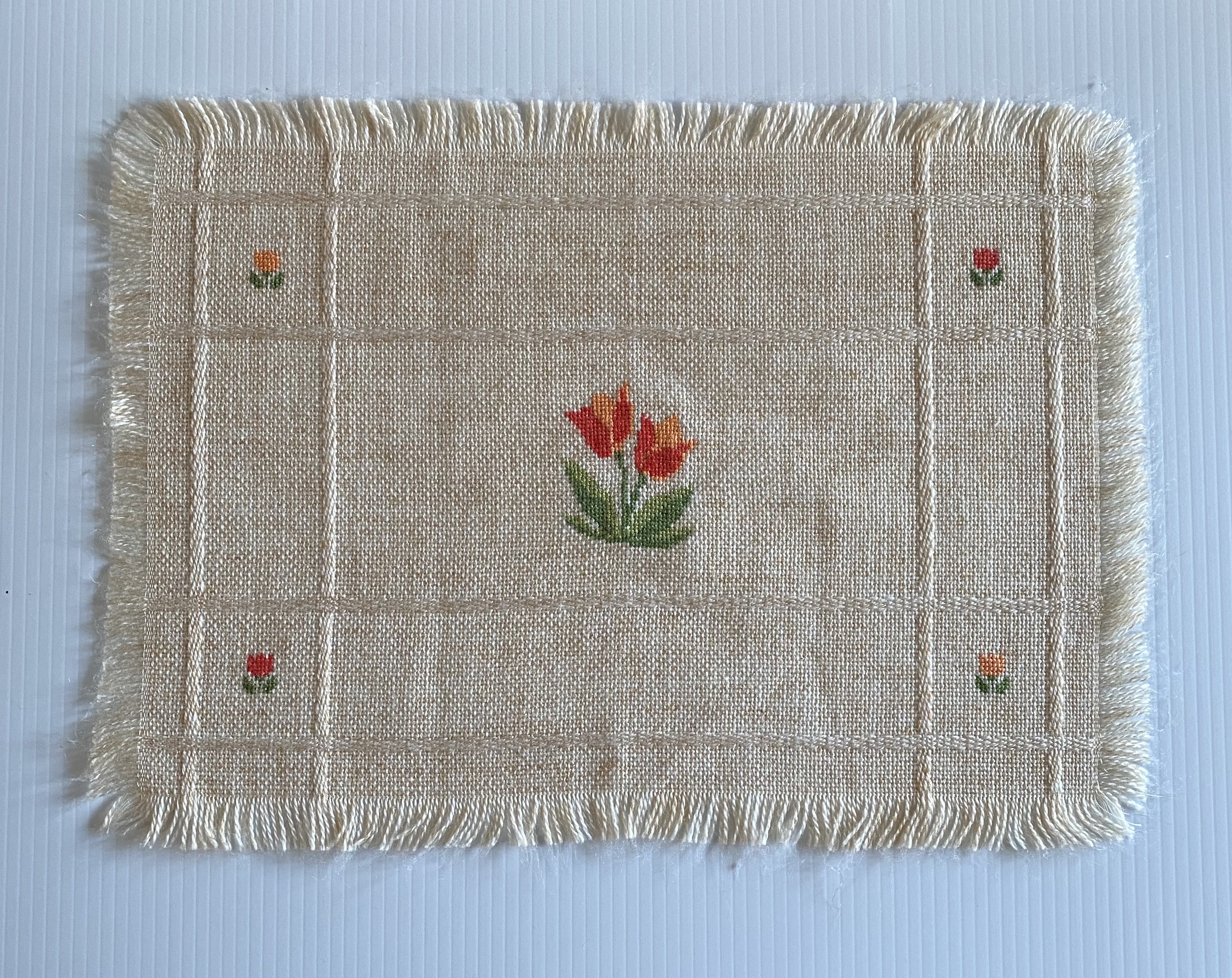 Cross-Stitch Floral Placemat