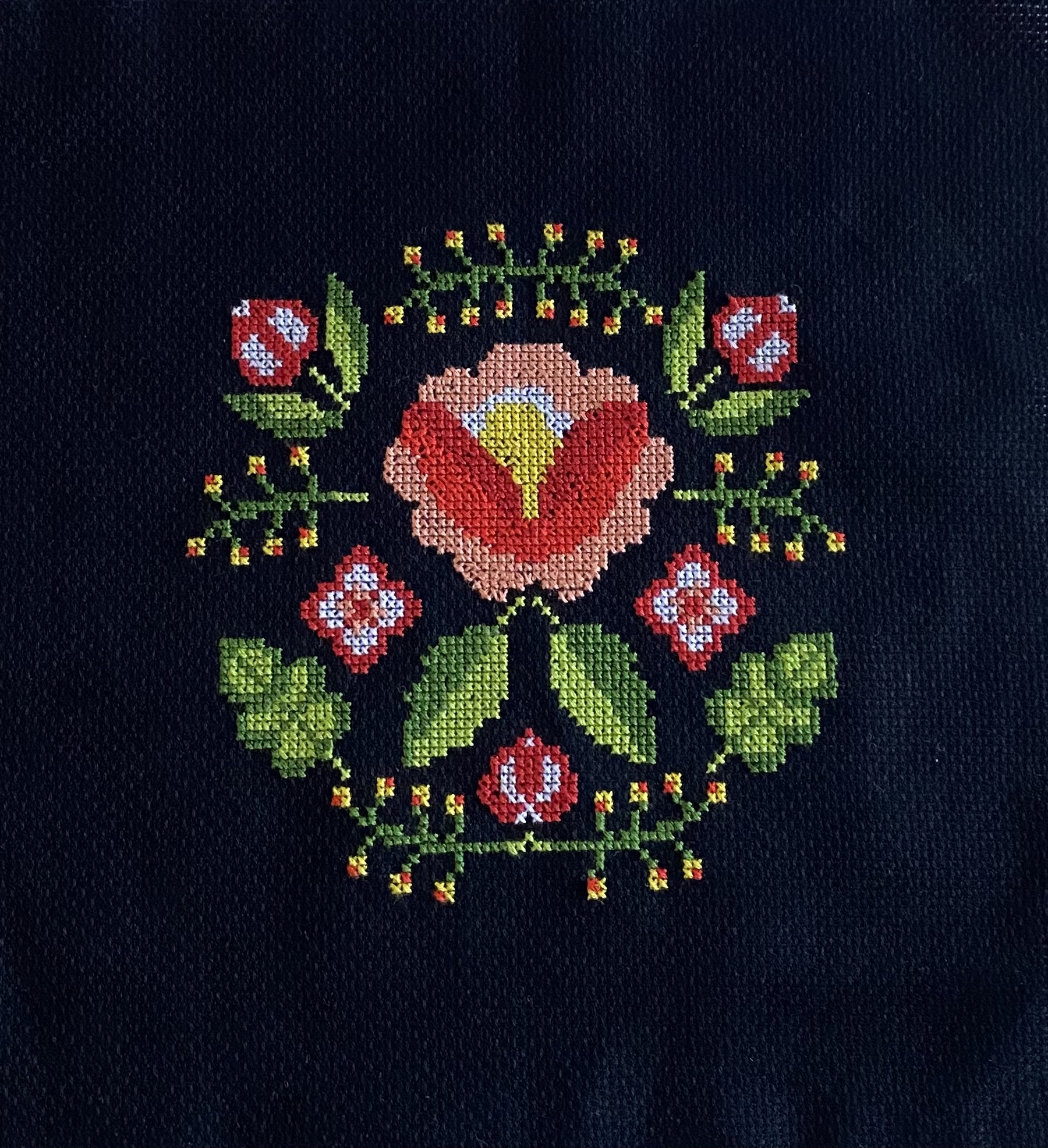 Abstract Floral Cross-Stitch